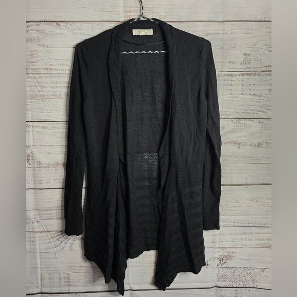 Pointelle Womans Size Small Open Front Black Longsleeve Cardigan - Picture 1 of 5